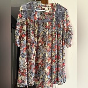 American Rag Multicolor Floral Button Down Blouse size large